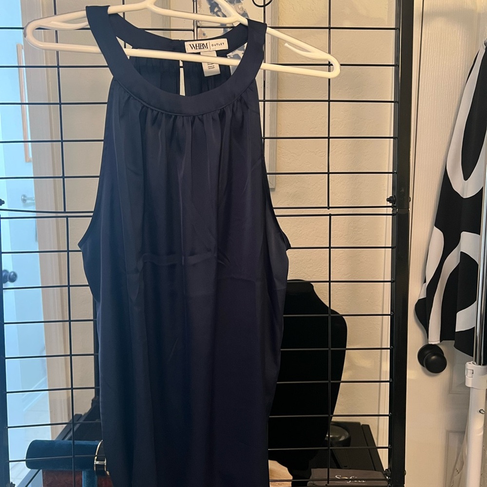 WHBM Black sleeveless top. Midnight deep navy sz 14. Silky texture.  New